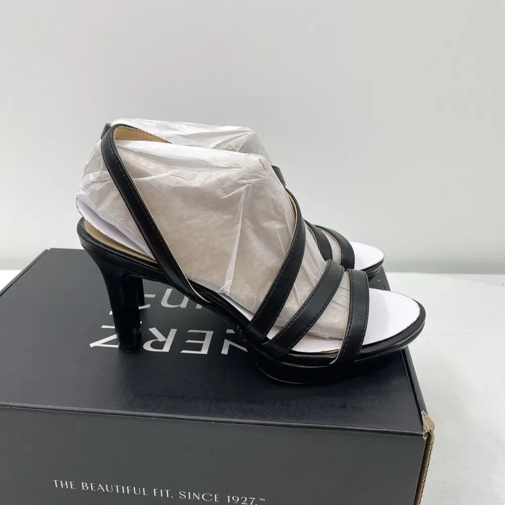Women's Naturalizer, Brenta Strappy Sandal H9892S0002 Black Microfiber 5.5 M